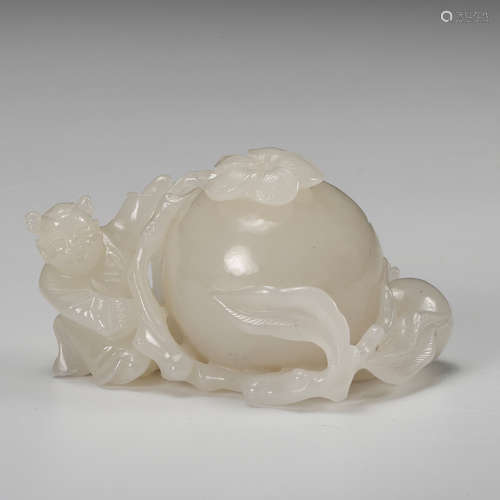 Chinese White Jade Fruit Ornament