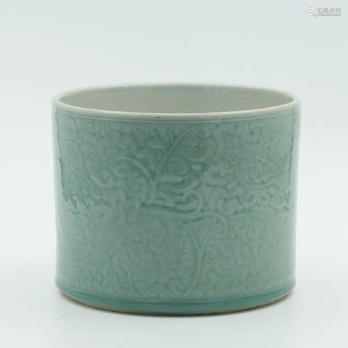 Chinese Pale Celadon Glazed Porcelain Brush Pot