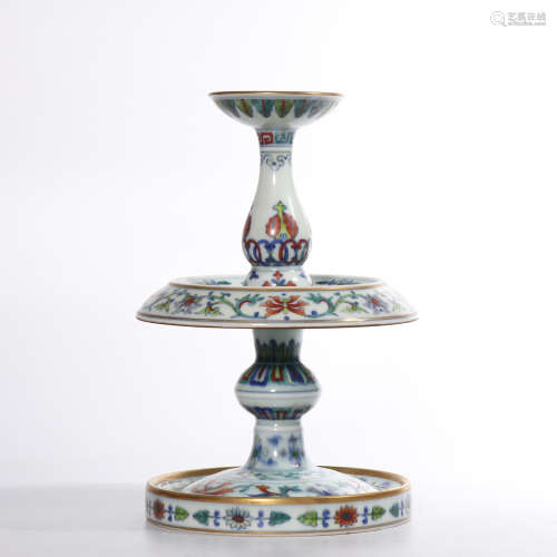 Chinese doucai porcelain candle stand