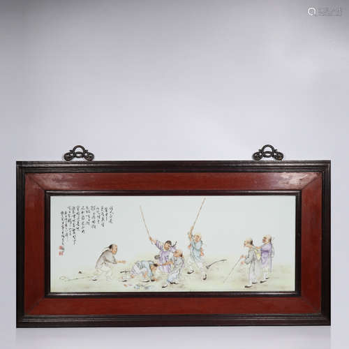 Chinese qianjiang painted porcelain plaque