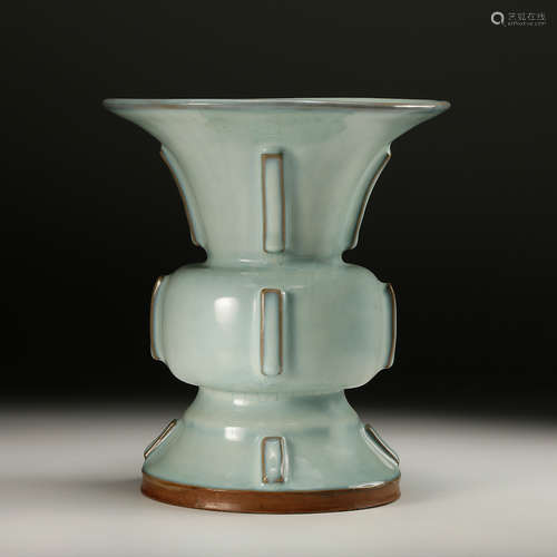 Chinese Pale Celadon Glazed Porcelain Zun Vase