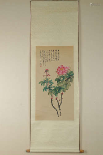 Chinese Ink And Color Scroll Painting