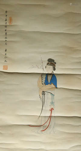 Chinese Ink And Color Scroll Painting