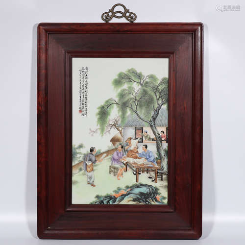 Chinese qianjiang painted porcelain plaque