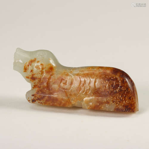 Chinese White Jade Carved Dog