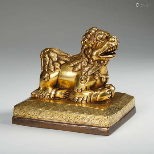 Chinese Gilt Bronze Foolion Seal