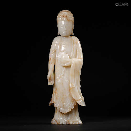 Chinese White Jade Standing Buddha