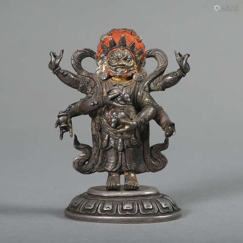 Chinese Silver Figure Of Mahakala