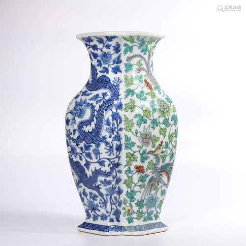 Chinese famille rose porcelain vase, marked