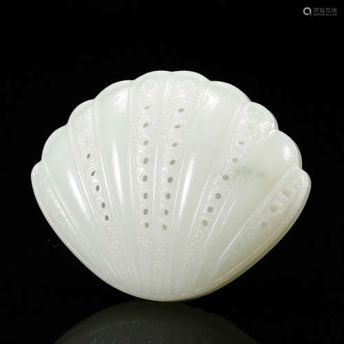 Chinese White Jade Carved Shell