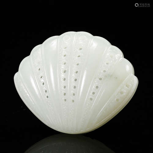 Chinese White Jade Carved Shell