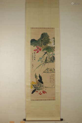 Chinese Ink And Color Scroll Painting