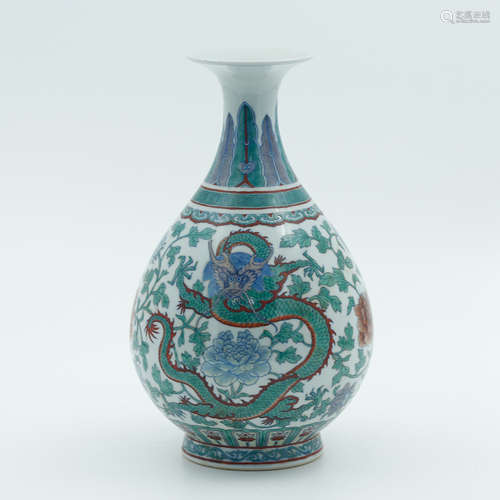 Chinese Famille Verte Dragon Porcelain Vase