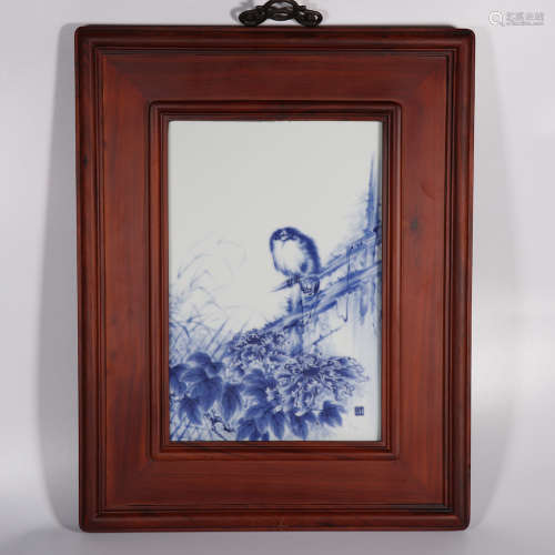 Chinese blue white porcelain plaque, wangbu mark