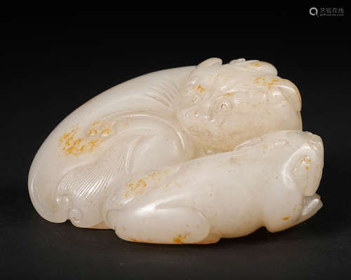 Chinese White Jade Foolions