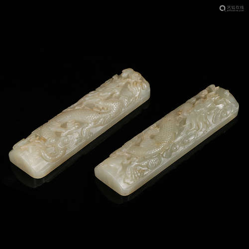 Chinese Pair Of Jade Paper Weights