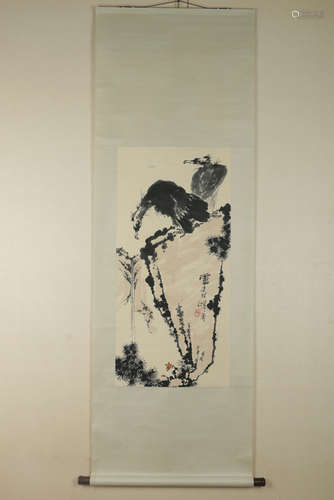 Chinese Ink And Color Scroll Painting