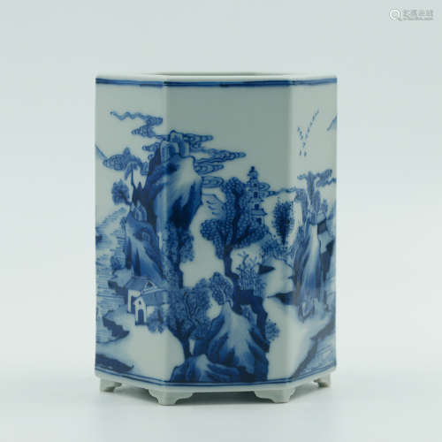 Chinese Blue White Porcelain Brush Pot