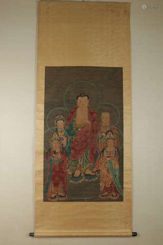 Chinese Ink And Color Scroll Painting