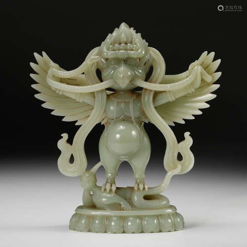 Chinese Celadon Jade Carved Garuda