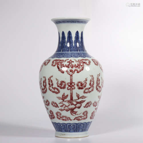 Chinese blue white iron red porcelain vase, marked