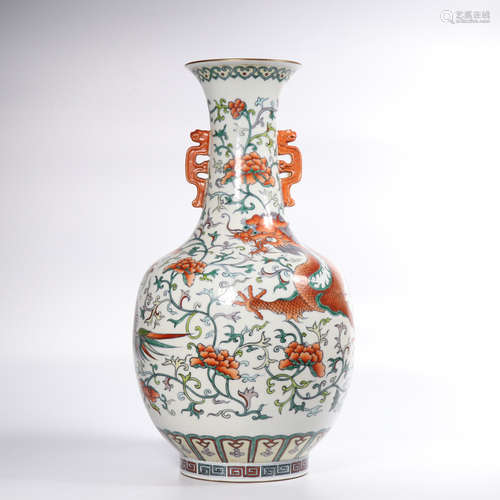 Chinese famille rose porcelain vase, marked