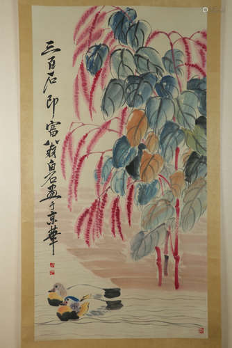 Chinese Ink And Color Scroll Painting