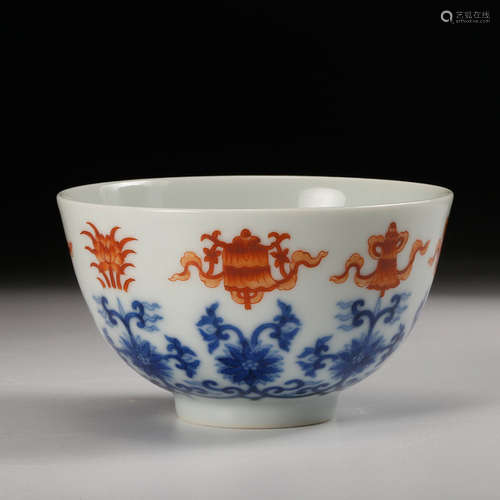 Chinese Blue White Iron Red Porcelain Bowl