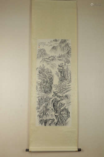 Chinese Ink And Color Scroll Painting