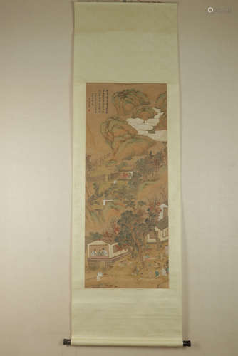 Chinese Ink And Color Scroll Painting