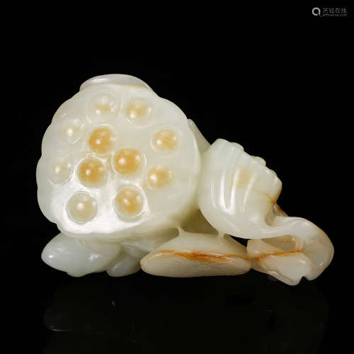 Chinese White Jade Lotus Root Ornament