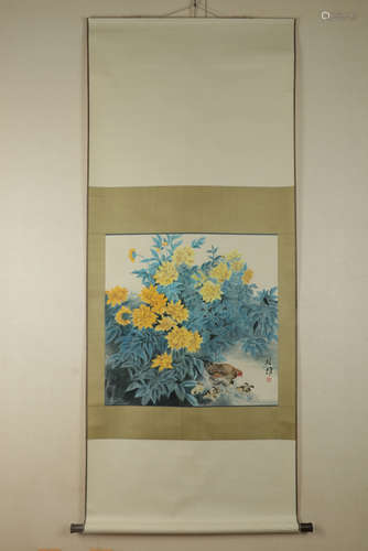 Chinese Ink And Color Scroll Painting