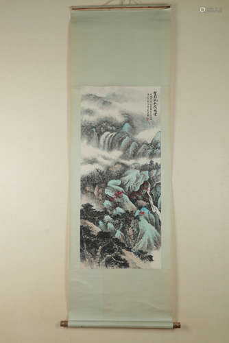 Chinese Ink And Color Scroll Painting