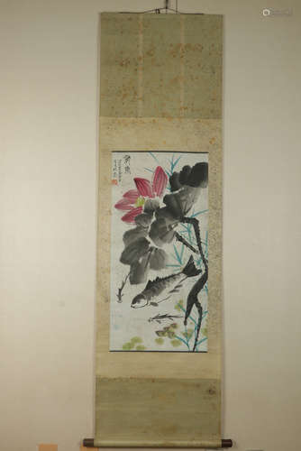 Chinese Ink And Color Scroll Painting