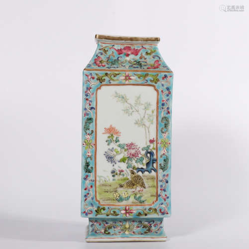 Chinese famille rose porcelain vase, marked
