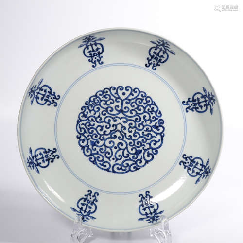 Chinese blue white porcelain plate, marked