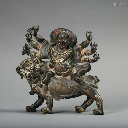 Chinese Tibetan Bronze Figure Of Pehar Gyalpo