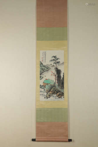 Chinese Ink And Color Scroll Painting