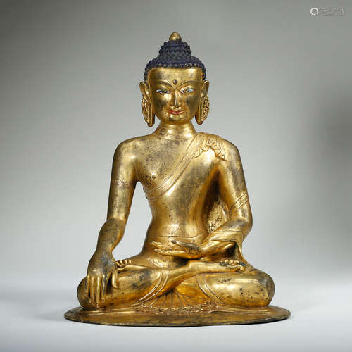 Chinese Gilt Bronze Seated Shakyamuni