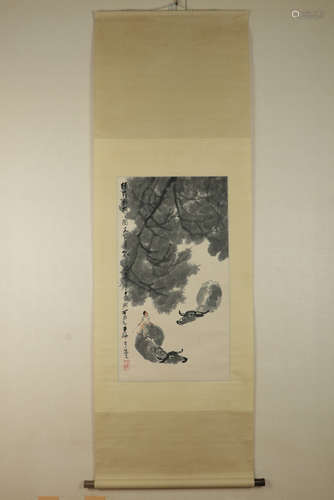 Chinese Ink And Color Scroll Painting