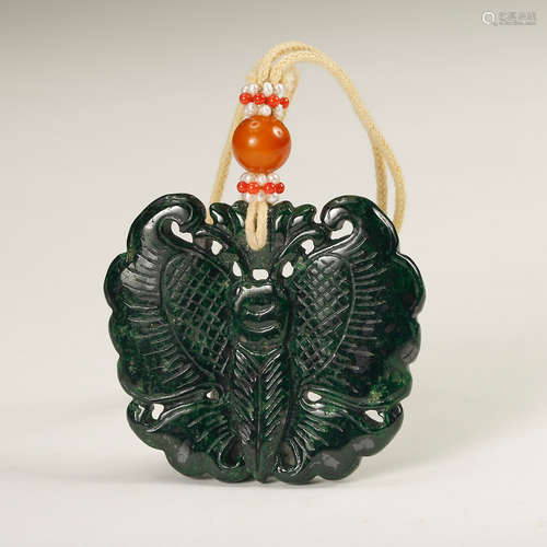 Chinese Jade Carved Butterfly Pendant