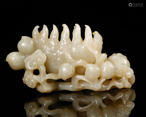 Chinese White Jade Fruits Brush Rest