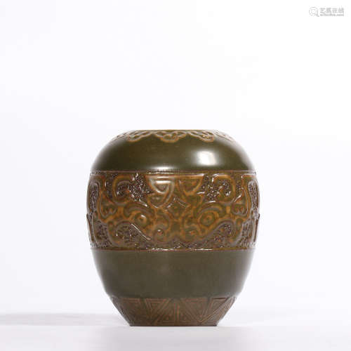 Chinese tea dust glazed porcelain vase, marked