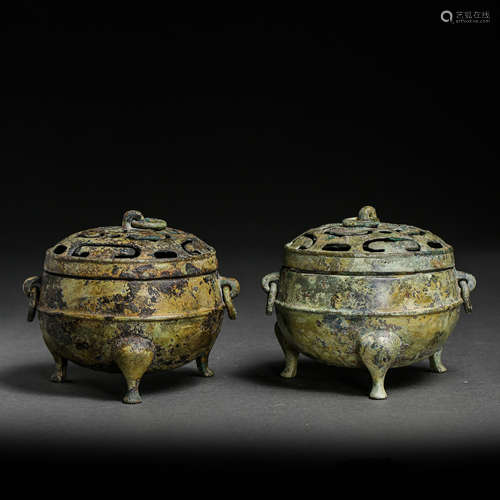 CHINESE BRONZE INCENSE BURNER, HAN DYNASTY