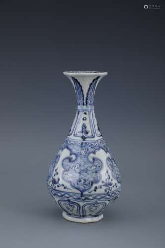 Blue and white wishful eight-party jade pot spring bottle