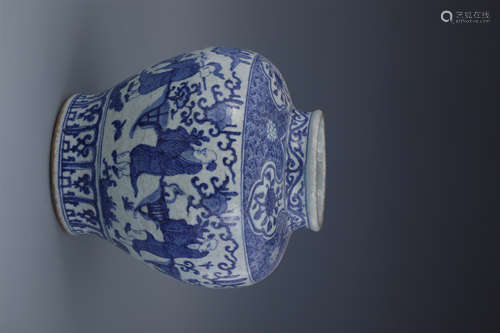 Blue and white figure jar