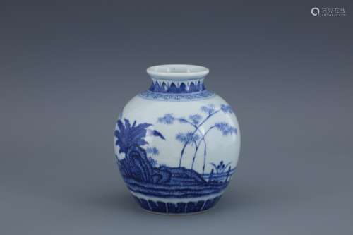 Blue and white plantain bamboo pot