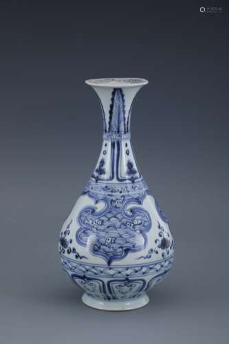 Blue and white sea water pattern jade pot spring bottle