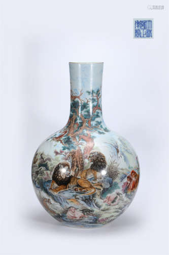 Large celestial globe bottle with poem inscribed in Famille ...