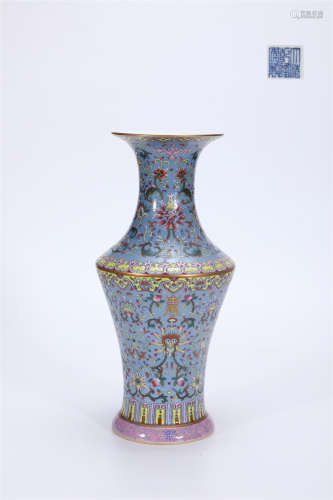 Enamel vase with longevity characters wrapped around branch ...